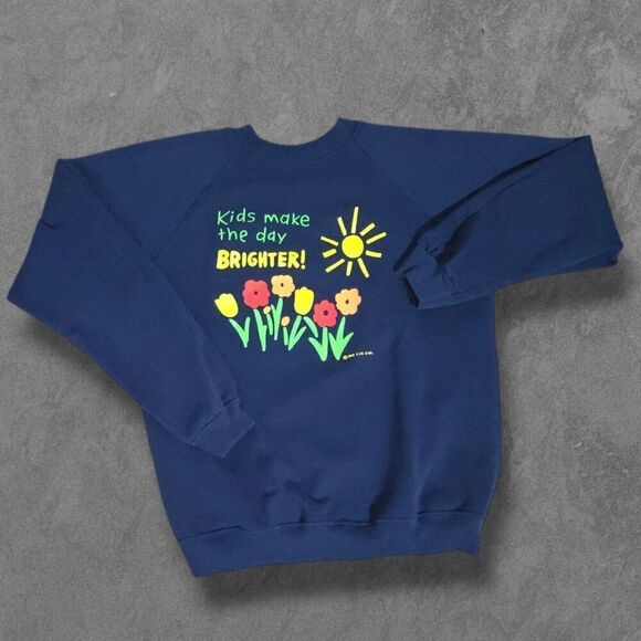 Vintage Kids Make The World Better Pullover Sweatshirt Large - Picture 1 of 6